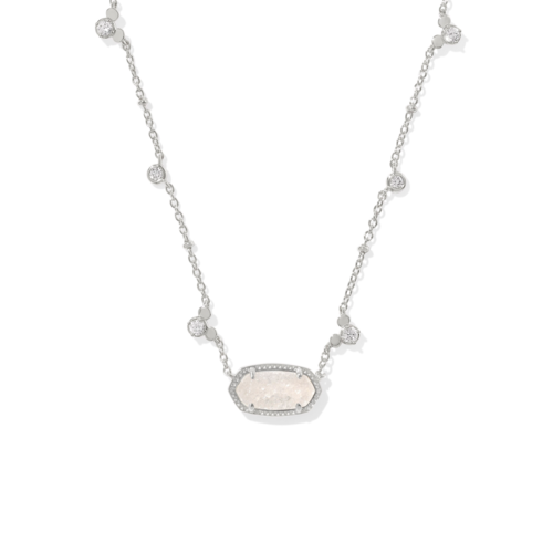 Kendra Scott Disney Silver Mickey Mouse Elisa Short Pendant Necklace, Iridescent Drusy - 9608863767.png