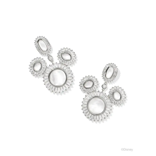 Kendra Scott Silver Mickey Mouse Crystal Frame Statement Earrings, Ivory Mother-of-Pearl/White CZ - 9608876576.png