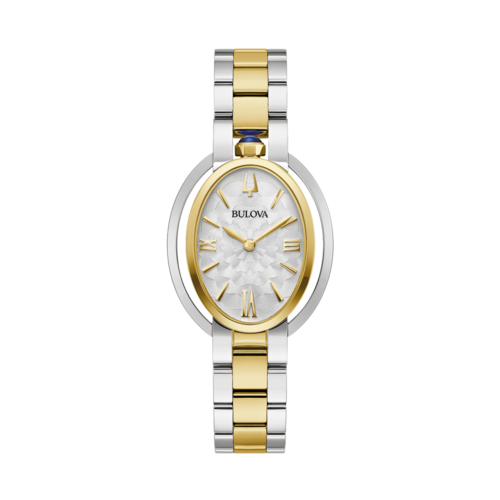 Bulova Womens Rubaiyat Stainless Steel Watch, Silver-White Patterned Dial/Two-Tone Case, 28.8mm - 98L320.png