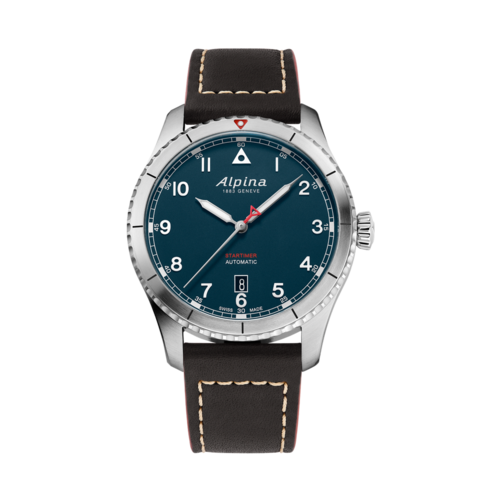 Alpina Mens Startimer Pilot Automatic Brown Leather Watch, Blue Dial/Silver-Tone Case, 41mm - AL-525NW4S26.png