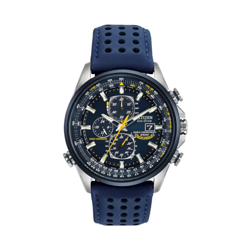 Citizen Mens World Chronograph A-T Blue Leather Strap Watch, Blue Dial/Two-Tone Case, 43mm - AT8020-03L.png