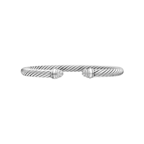 David Yurman Classic Cable Bracelet with Pave Diamond Domes (0.26ct), Sterling Silver, 5mm, Size: Medium - B09158DSSADIM.png