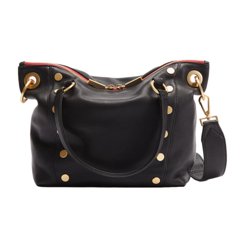 Hammitt Daniel Medium Everyday Leather Satchel Bag, Black/Brushed Gold Red Zip - DANIELMED-BLACK-BGR-ZIP.png