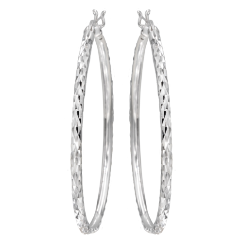 Antwerp Sterling Silver Diamond Cut Hoop Earrings 2-inch diameter - ER24041.png
