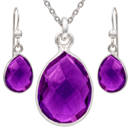 Antwerp Sterling Silver Amethyst Earrings and Necklace Set - ERPD21055.png