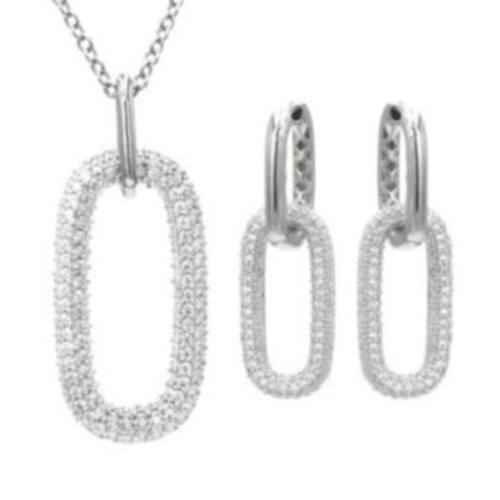 Antwerp Sterling Silver Cubic Zirconia Dangle Paperclip Earrings and Necklace Set - ERPD24032.png