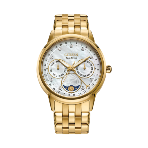 Citizen Womens Calendrier Stainless Steel Watch, White Dial/Gold-Tone Case, 37mm - FD0002-57D.png