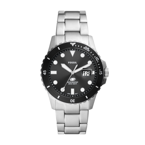 Fossil Mens Blue Dive Three-Hand Date Stainless Steel Watch, 42mm - FS6032.png