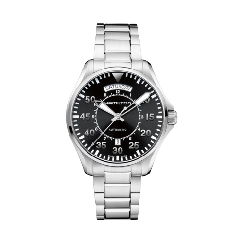 Hamilton Khaki Aviation Pilot Day Date Auto Stainless Steel Watch, Black Dial, 42mm - H64615135.png