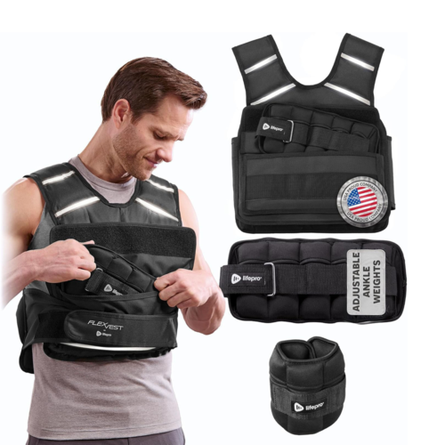 Lifepro Weighted FlexVest with Ankle Weights, Men 5-20 lb - LP-FLXVST-M-BLK.png