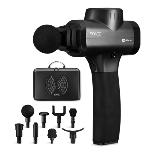 Lifepro Sonic Portable Deep Tissue Muscle Massager Gun, Black - LP-SNC-BLK.png