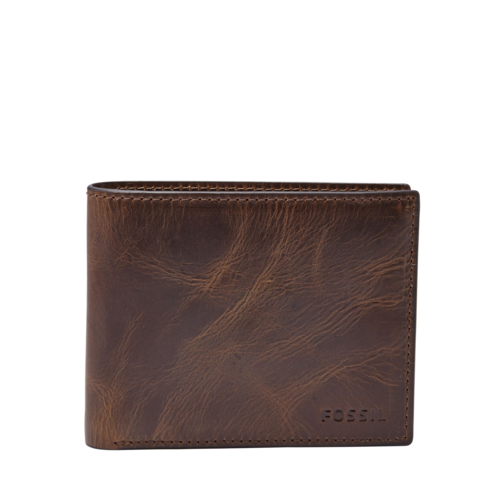 Fossil Derrick Leather RFID Bifold with Flip ID Wallet, Dark Brown - ML3681201.png