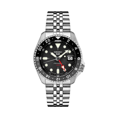 Seiko Mens 5 Sports SKX Sports Style GMT Stainless Steel Watch, Black Dial - SSK001.png
