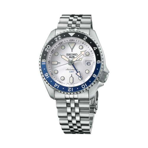 Seiko Mens 5 Sports SKX Sports Style GMT Stainless Steel Watch, Silver Sunray Dial - SSK033.png