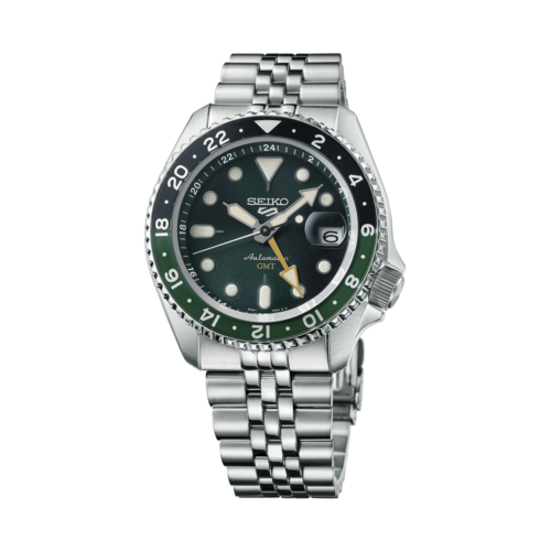 Seiko Mens 5 Sports SKX Sports Style GMT Stainless Steel Watch, Dark Green Dial - SSK035.png
