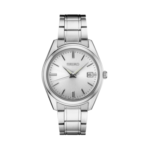 Seiko Men's Essentials Stainless Steel Watch, Silver Sunray Dial - SUR307-END.png