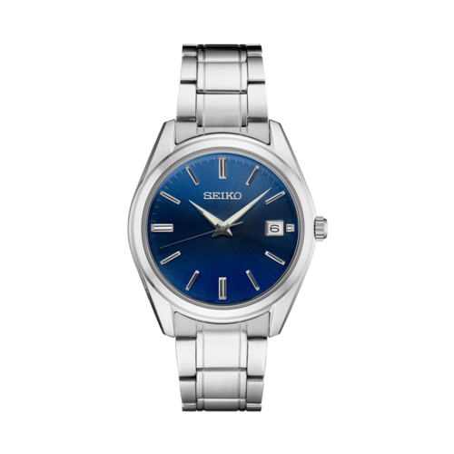 Seiko Men's Essentials Stainless Steel Watch, Blue Sunray Dial - SUR309-END.png