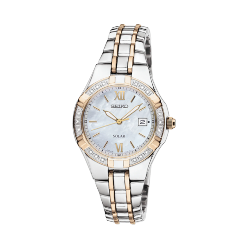 Seiko Ladies Diamonds Solar Stainless Steel Watch, Mother-of-Pearl Dial - SUT068.png