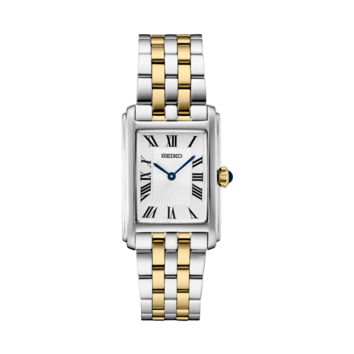 Seiko Ladies Essentials Two-Tone Stainless Steel Watch, White Patterned Dial - SWR087.png