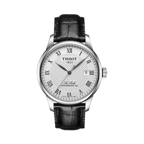 Tissot Le Locle Black Alligator Leather Strap Watch, Silver Dial, 39.3mm - T0064071603300.png