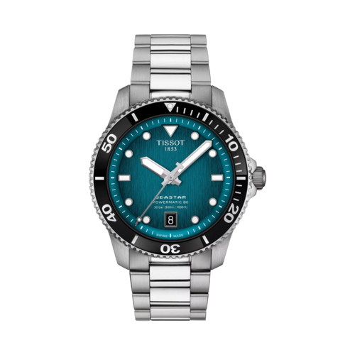 Tissot Seastar 1000 Powermatic 80 Stainless Steel Watch, Graded Turquoise-Black Dial, 40mm - T1208071109100.png