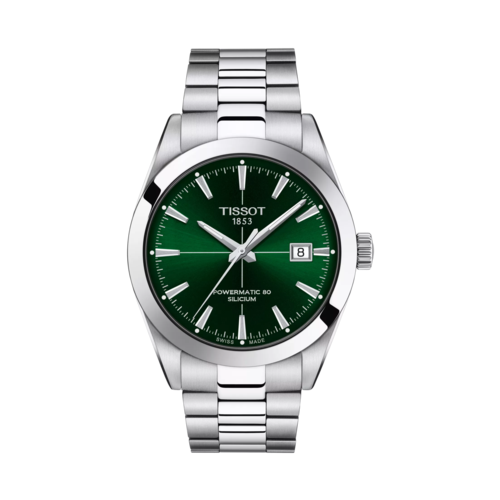 Tissot Gentleman Powermatic 80 Silicium Stainless Steel Watch, Green Dial, 40mm - T1274071109101.png