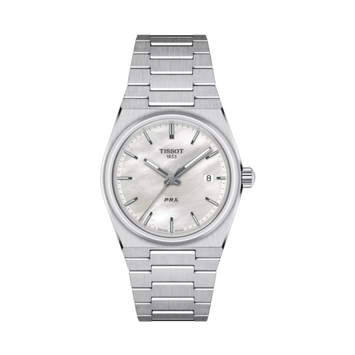 Tissot Womens PRX Stainless Steel Watch White Mother-of-Pearl Dial, 35mm - T1372101111100.png