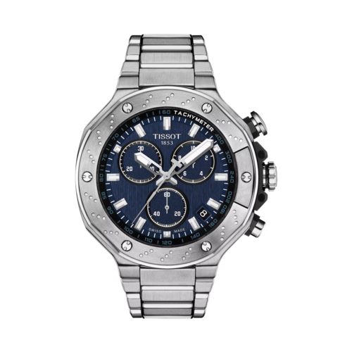Tissot T-Race Chronograph Stainless Steel Watch, Blue Dial, 45mm - T1414171104100.png