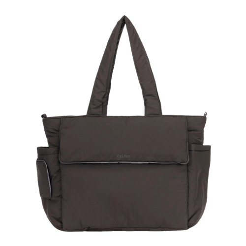 CALPAK Diaper Tote Bag with Laptop Sleeve, Black - TBB2401-BLACK.png