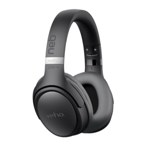 Veho ZB-4 NEB Wireless Headphones with Mic, Black/Grey - VEP-465-NEB-A.png
