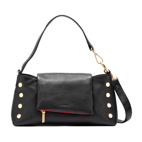Hammitt VIP Satchel Leather Shoulder Bag Black/Brushed Gold Red Zip - VIPSPACESATCHEL-BLACK-BG-RSPACEZIP.png