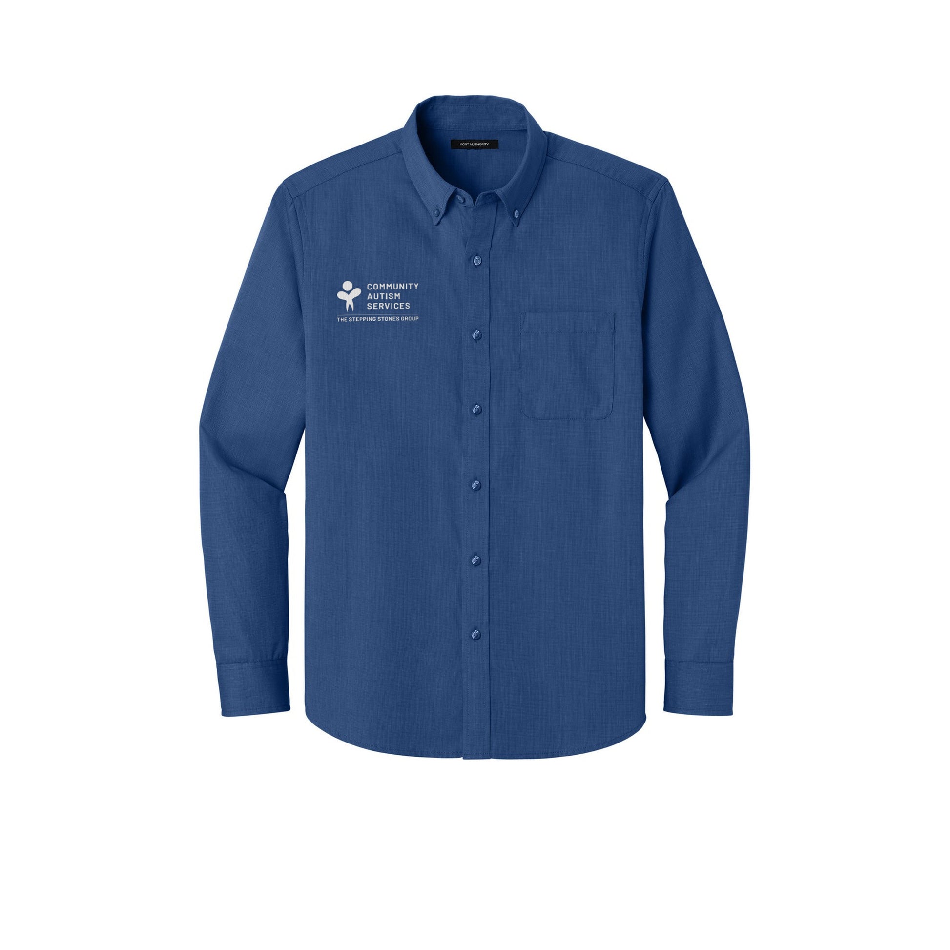 CAS Port Authority Long Sleeve Nailhead Easy Care Shirt — Mediterranean Blue