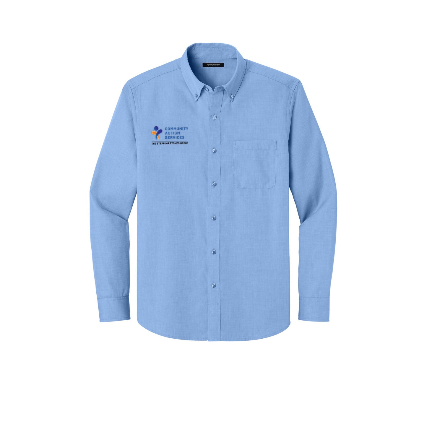 CAS Port Authority Long Sleeve Nailhead Easy Care Shirt — Swiss Blue