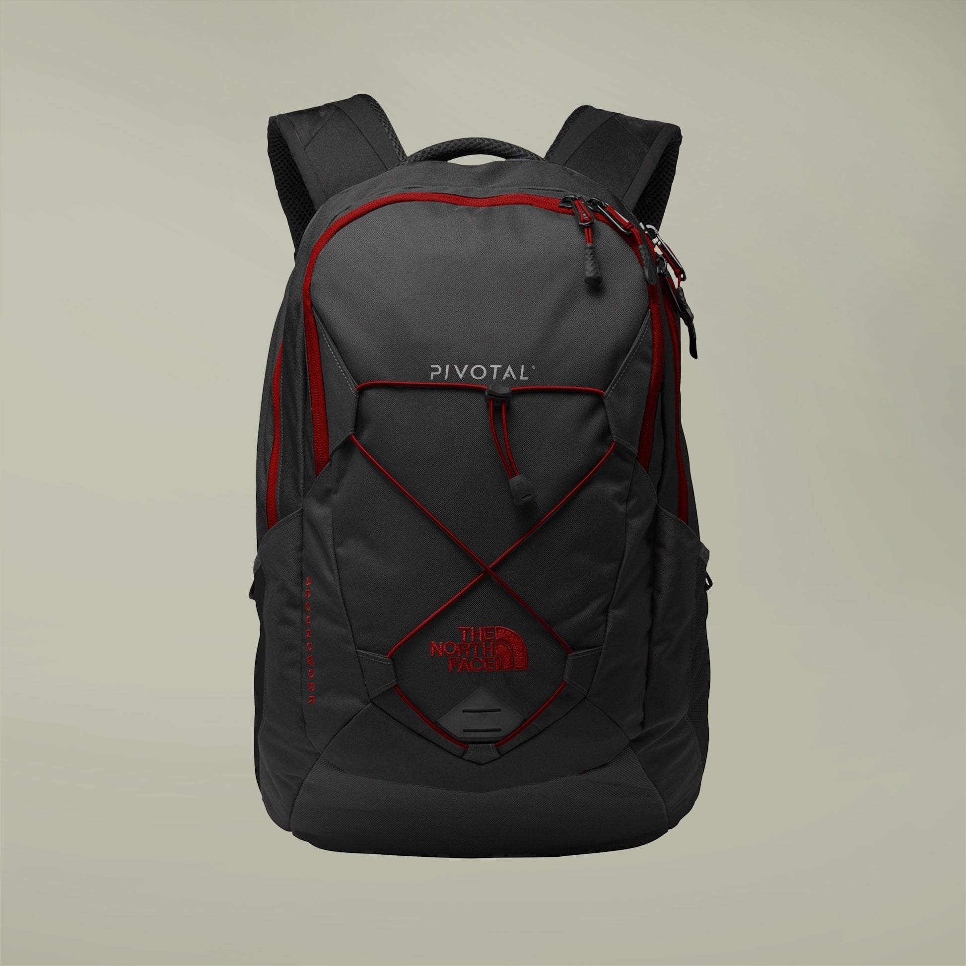 Pivotal The North Face Groundwork Backpack — TNF Dark Grey Heather/Cardinal Red