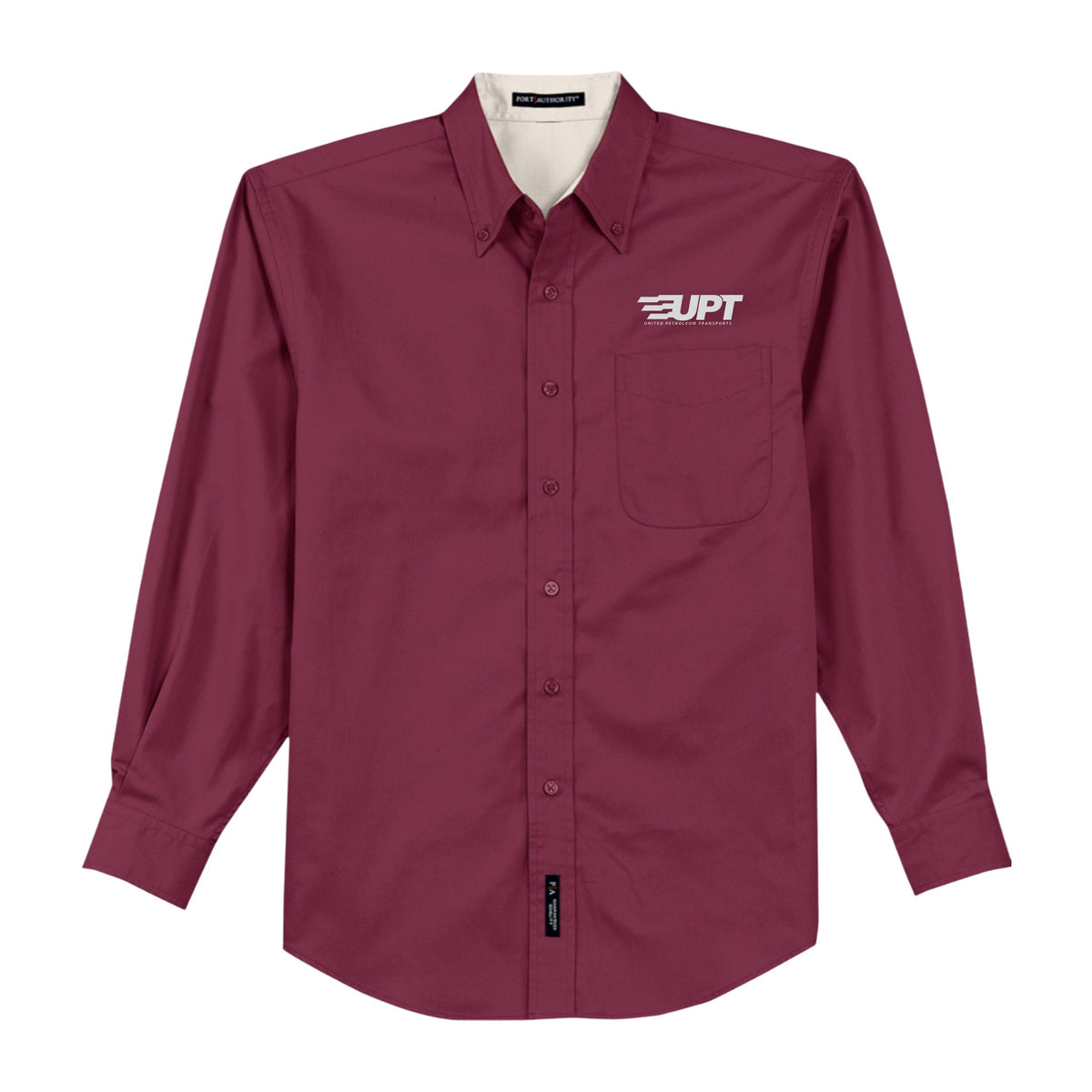 UPT Port Authority® Unisex Long Sleeve Shirt - Dark — Burgundy/Light Stone