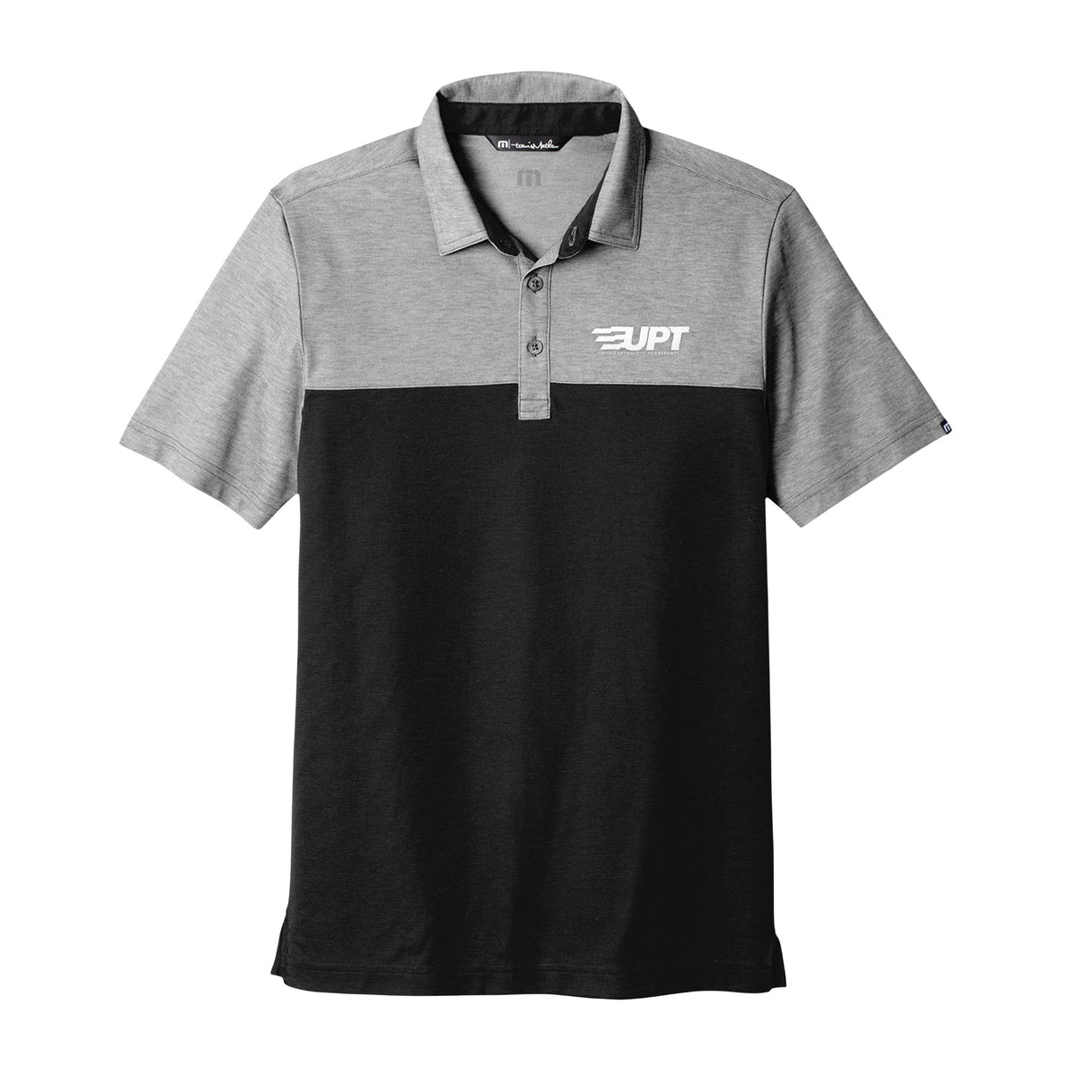 UPT Travis Mathew Men's Oceanside Blocked Polo — Black Heather/ Black
