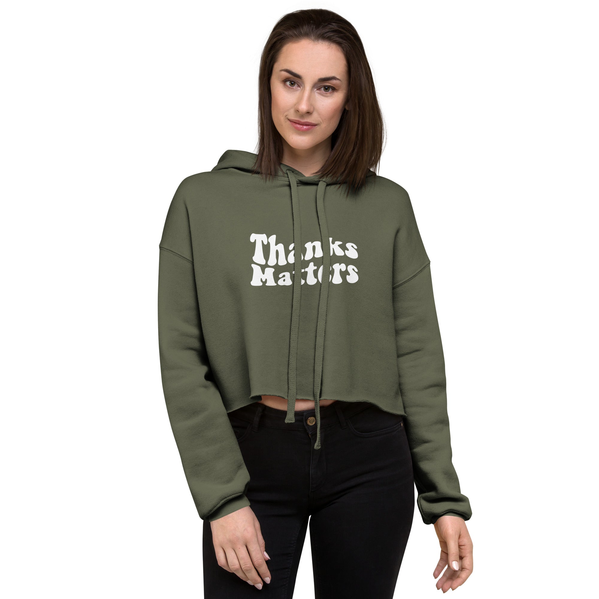 Military Green 2024 Crop BQA Namaste Hoodie